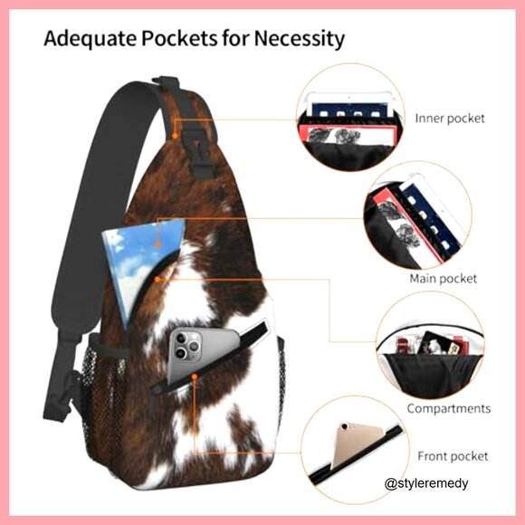 Polyester Sling Bag Crossbody Backpack Adjustable Strap Casual Daypack